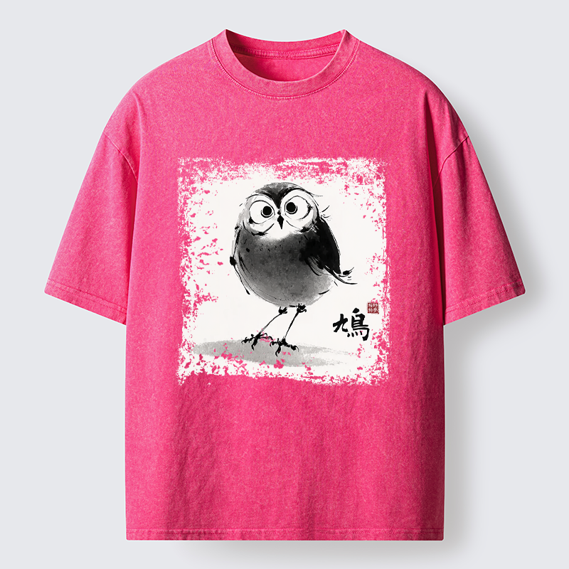 Tokyo-Tiger A Bird In Ink Washed T-Shirt