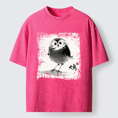 Tokyo-Tiger A Bird In Ink Washed T-Shirt