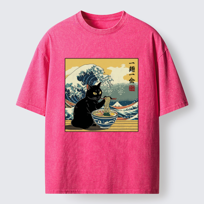 Tokyo-Tiger A Cat’s Ramen Moment Washed T-Shirt