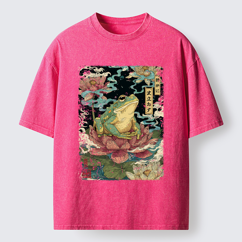 Tokyo-Tiger The Meditating Frog: Calm in Chaos Washed T-Shirt