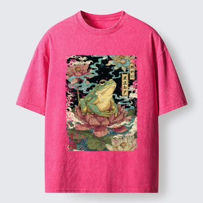 Tokyo-Tiger The Meditating Frog: Calm in Chaos Washed T-Shirt