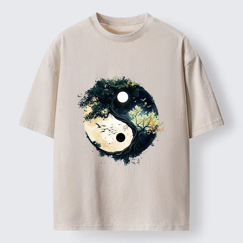 Tokyo‑Tiger Yin Yang Tree Nature Washed T‑Shirt Sale