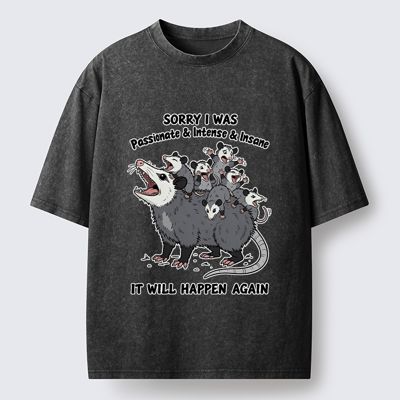Tokyo-Tiger Crazy Opossum Crew Meme Washed T-Shirt