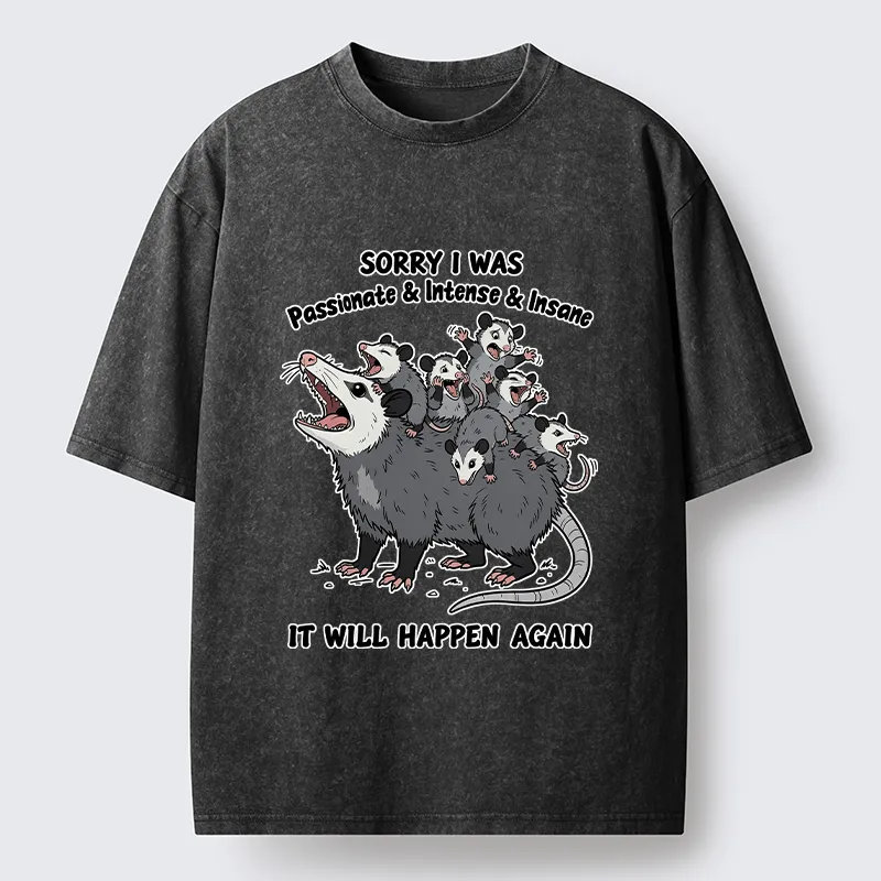Tokyo-Tiger Crazy Opossum Crew Meme Washed T-Shirt