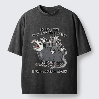Tokyo-Tiger Crazy Opossum Crew Meme Washed T-Shirt