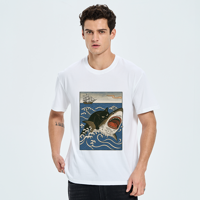 Tokyo-Tiger Cat Hunting Shark Classic T-Shirt