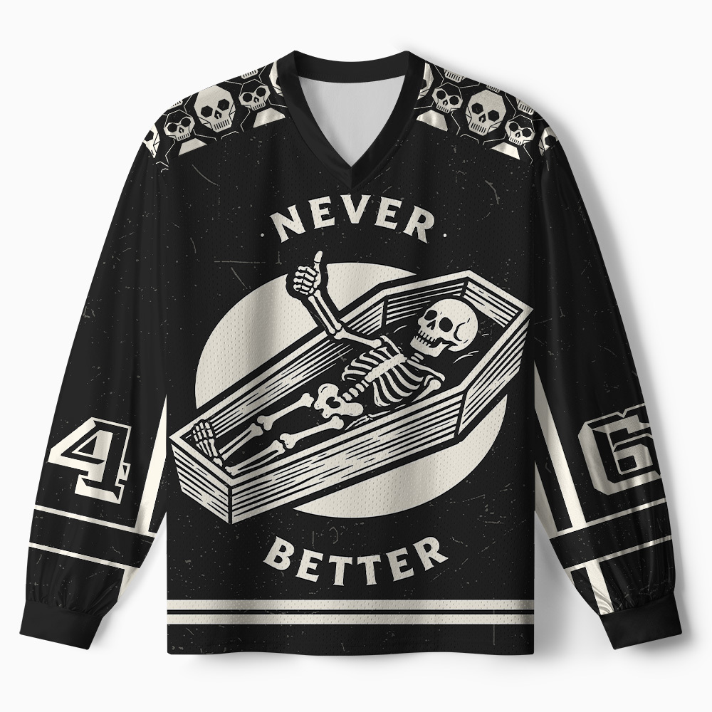 Tokyo-Tiger Never Better Skull Paneled Long Sleeve Jersey