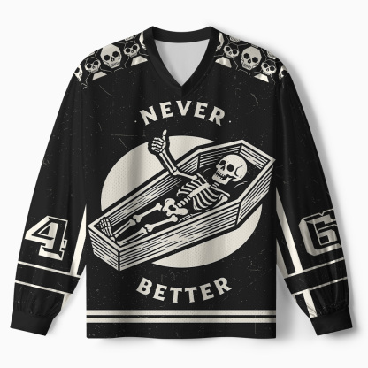 Tokyo-Tiger Never Better Skull Paneled Long Sleeve Jersey