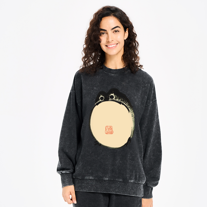 Tokyo-Tiger Grumpy Frog Japanese Washed Sweatshirt