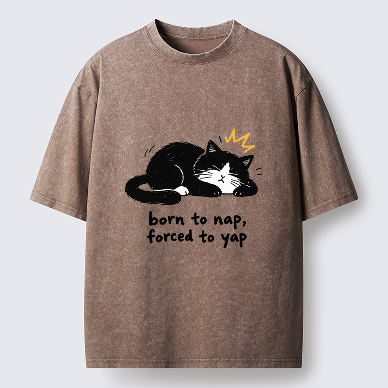 Tokyo-Tiger Cute Lazy Cat Funny Meme Washed T-Shirt