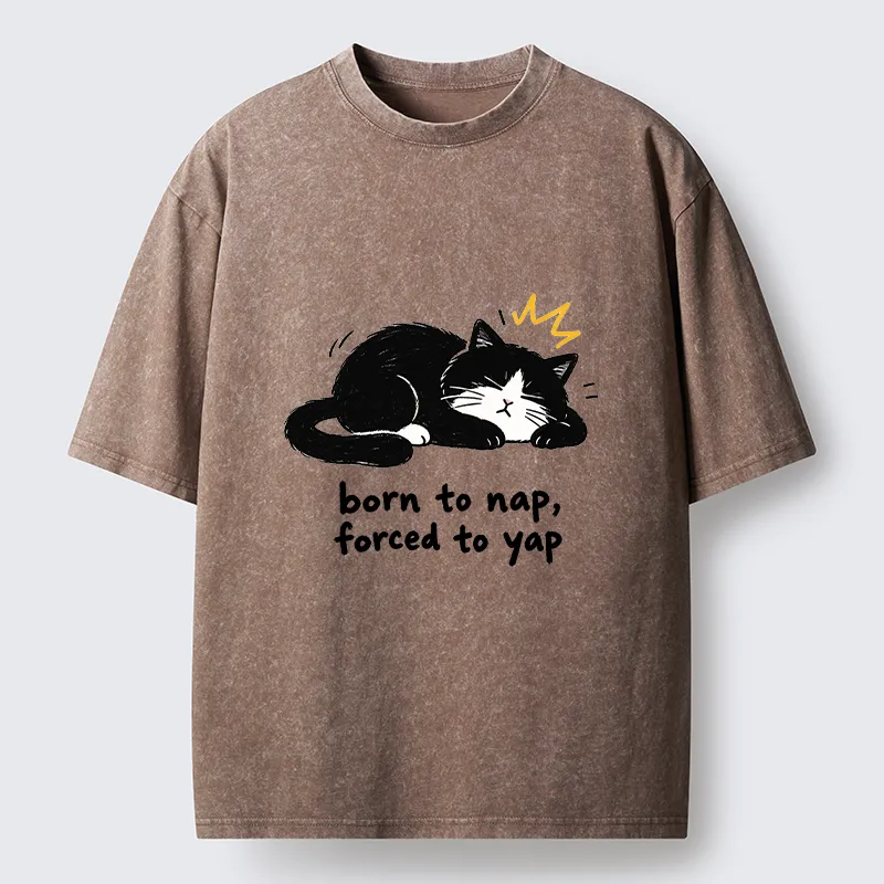 Tokyo-Tiger Cute Lazy Cat Funny Meme Washed T-Shirt