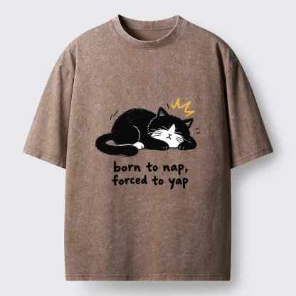 Tokyo-Tiger Cute Lazy Cat Funny Meme Washed T-Shirt