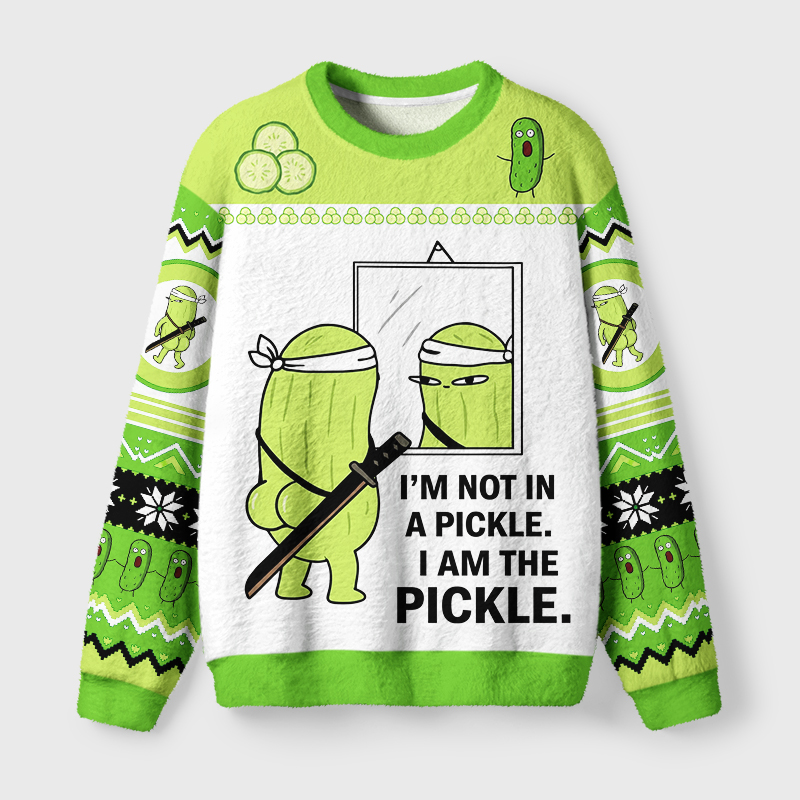 Tokyo-Tiger Funny I Am The Pickle Fuzzy Christmas Ugly Sweatshirt
