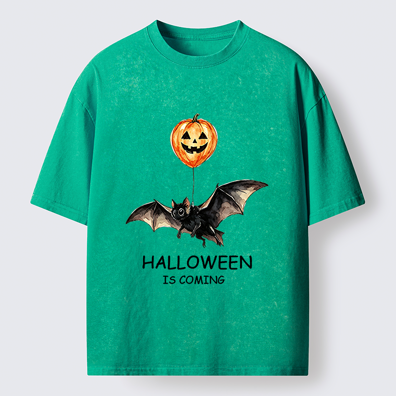 Tokyo‑Tiger Pumpkin Balloon Bat Meme Washed T‑Shirt