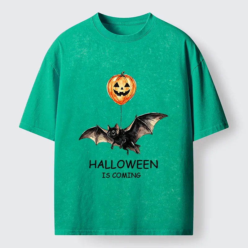 Tokyo‑Tiger Pumpkin Balloon Bat Meme Washed T‑Shirt