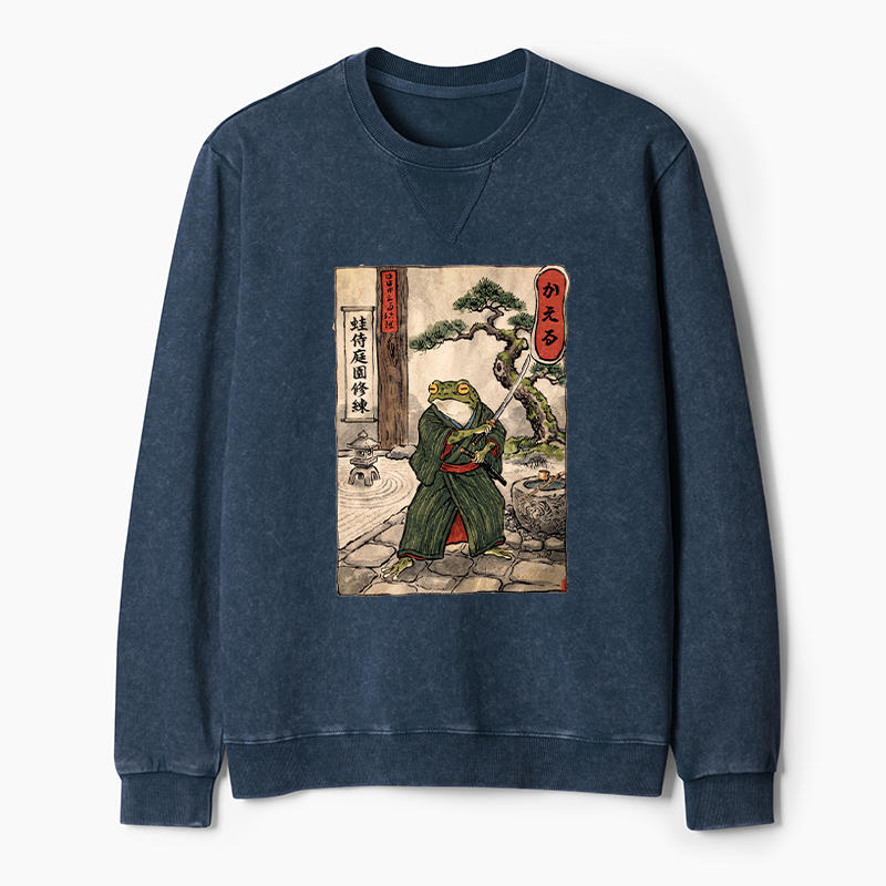 Tokyo-Tiger Samurai Frog Training Washed Terry Sweatshirt