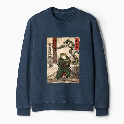 Tokyo-Tiger Samurai Frog Training Washed Terry Sweatshirt