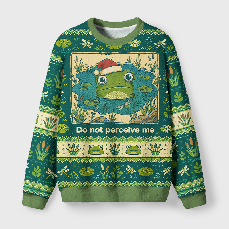 Tokyo-Tiger Retro Funny Frog Lake Fuzzy Christmas Ugly Sweatshirt