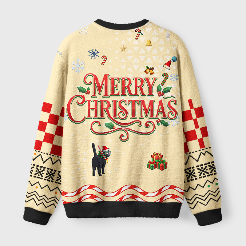 Tokyo-Tiger Find The Toxic Cat Fuzzy Christmas Ugly Sweatshirt