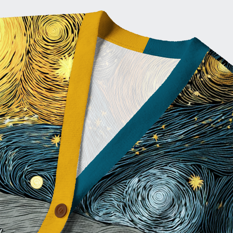 Tokyo-Tiger Starry Feline Companions Ugly Cardigan Sweater