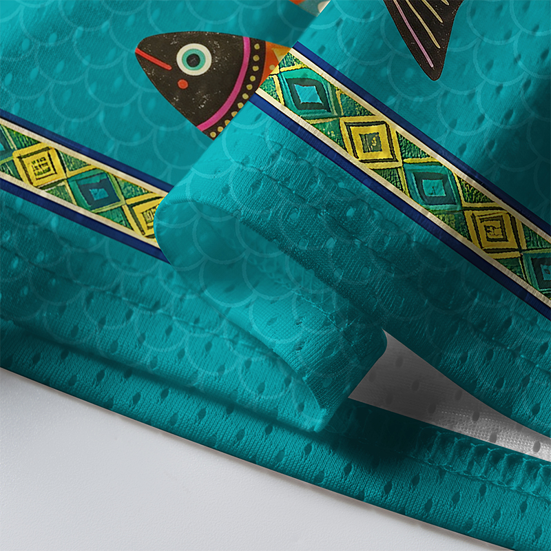 Tokyo-Tiger Colorful Patterned Fish Mesh Jersey