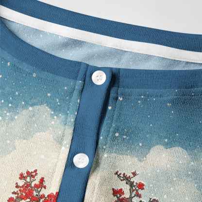 Tokyo-Tiger Crow Snow Ancient Temple Women's Fuzzy Cropped Sweatshirt