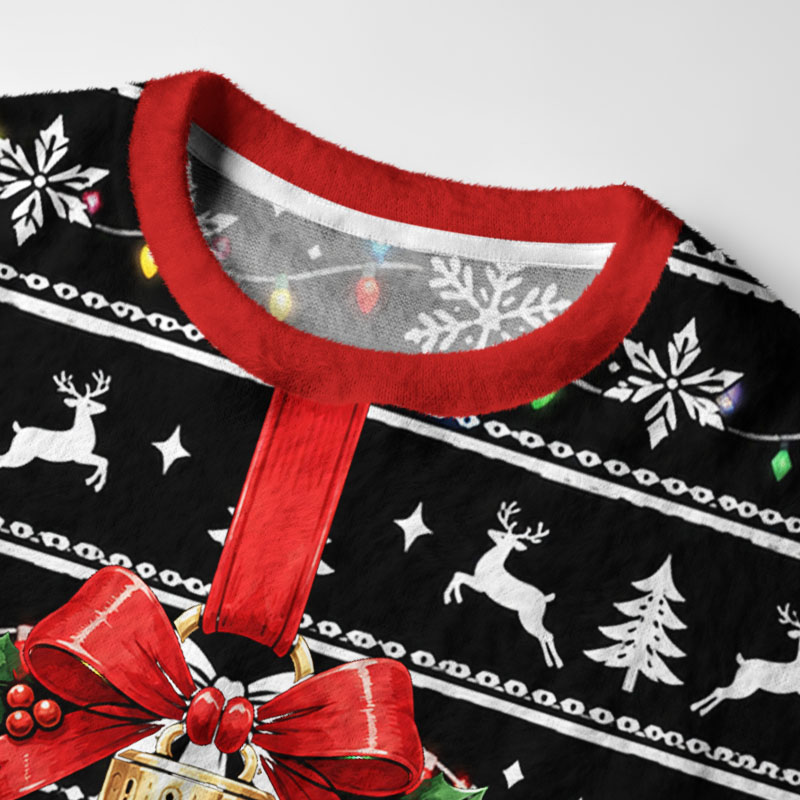 Tokyo-Tiger Christmas Ball Napping Cat Fuzzy Christmas Ugly Sweatshirt