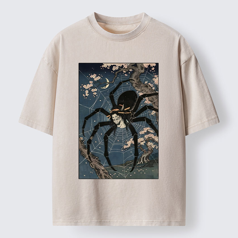 Tokyo-Tiger Vintage Spider Ghost Art Washed T-Shirt
