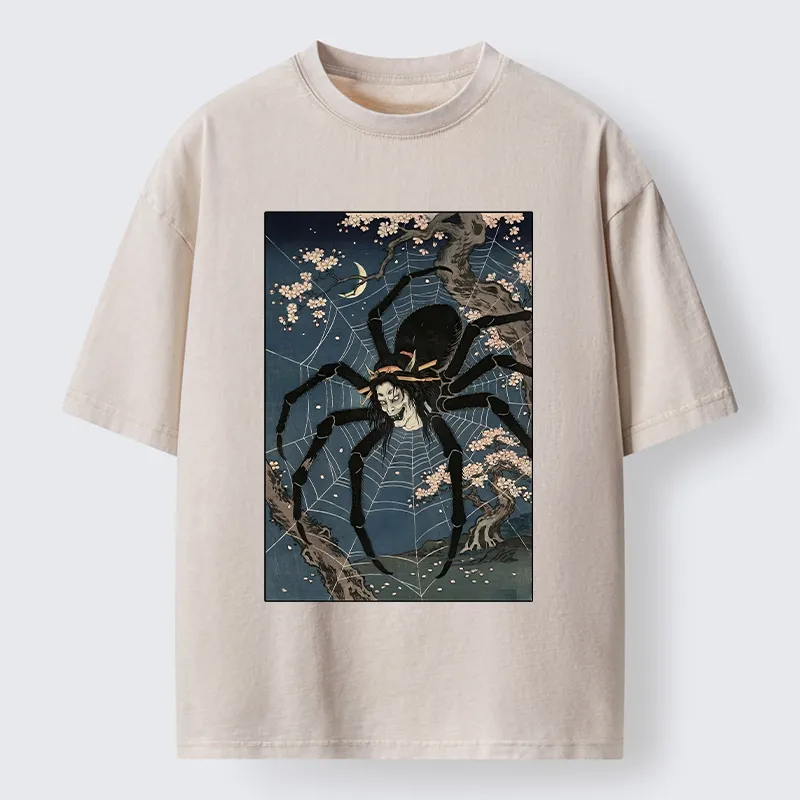 Tokyo-Tiger Vintage Spider Ghost Art Washed T-Shirt