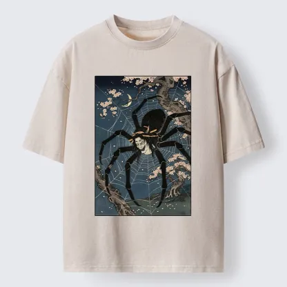 Tokyo-Tiger Vintage Spider Ghost Art Washed T-Shirt