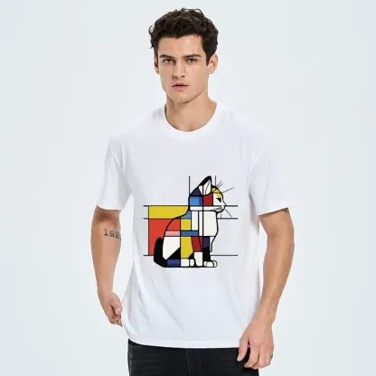 Tokyo-Tiger Geometric Cat Art In Primary Colors Classic T-Shirt