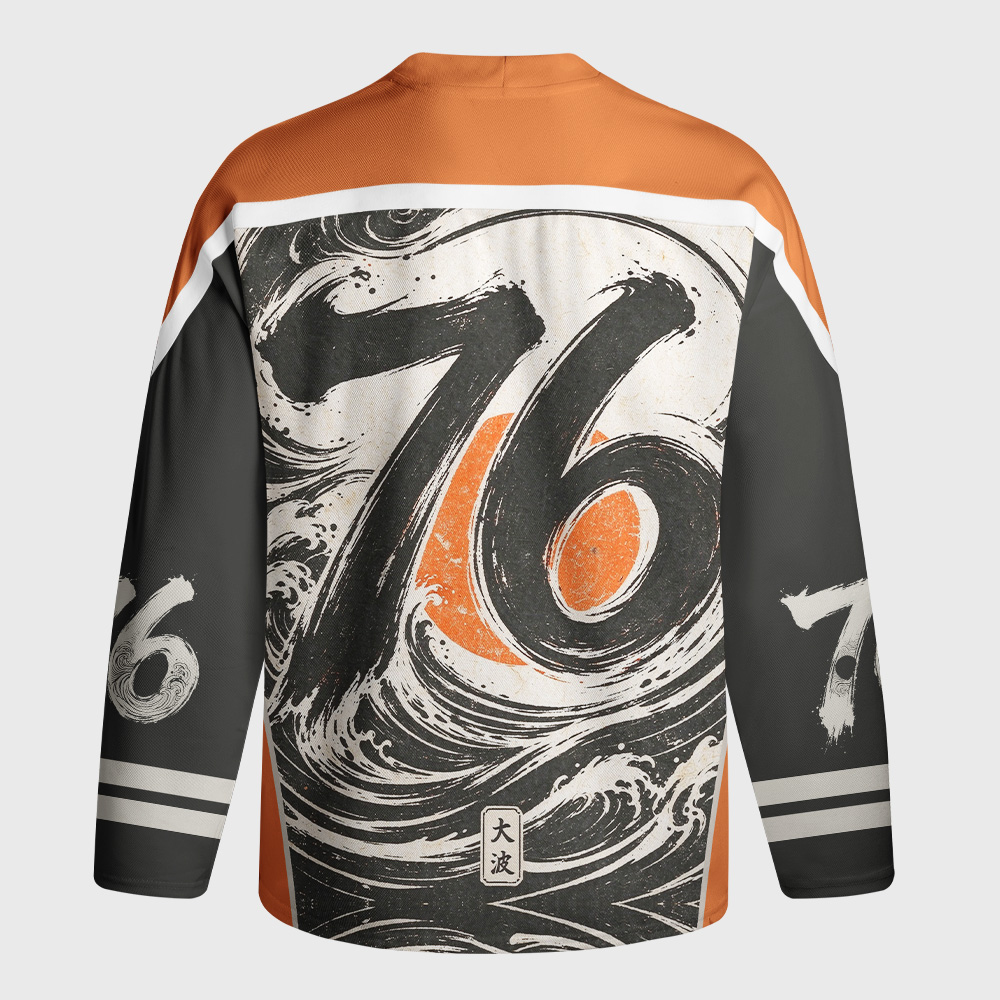 Tokyo-Tiger Great Wave Sunset Long-Sleeve Hockey Jersey