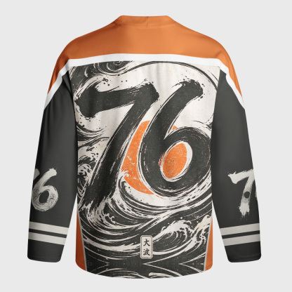 Tokyo-Tiger Great Wave Sunset Long-Sleeve Hockey Jersey