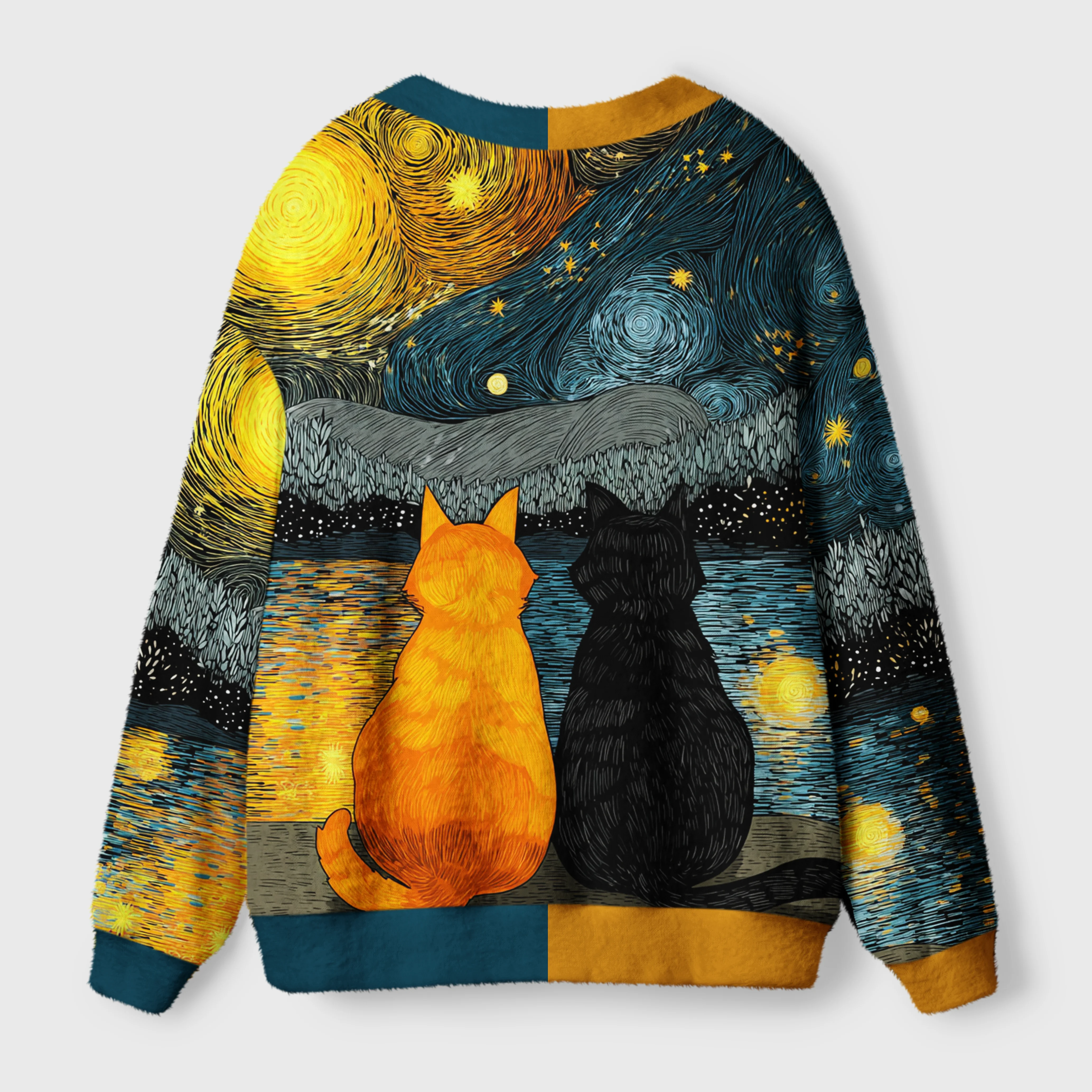 Tokyo-Tiger Starry Feline Companions Ugly Cardigan Sweater