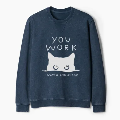 Tokyo-Tiger A Cat That Spies Washed Terry Sweatshirt