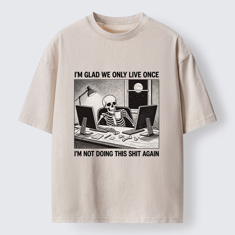 Tokyo-Tiger Funny Skeleton Coffee Break Meme Washed T-Shirt