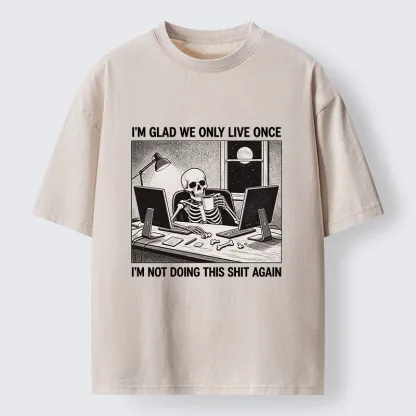Tokyo-Tiger Funny Skeleton Coffee Break Meme Washed T-Shirt