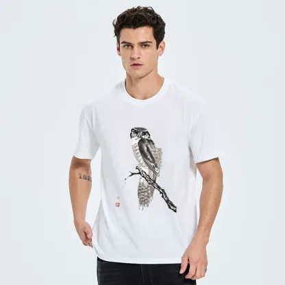 Tokyo-Tiger Minimal Ink Owl Oriental Brush Art Classic T-Shirt