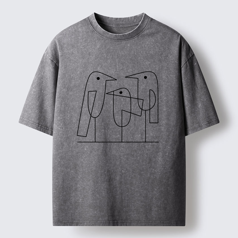 Tokyo‑Tiger Minimalist Bird Washed T-Shirt