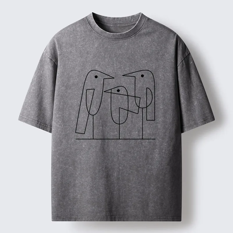 Tokyo‑Tiger Minimalist Bird Washed T-Shirt