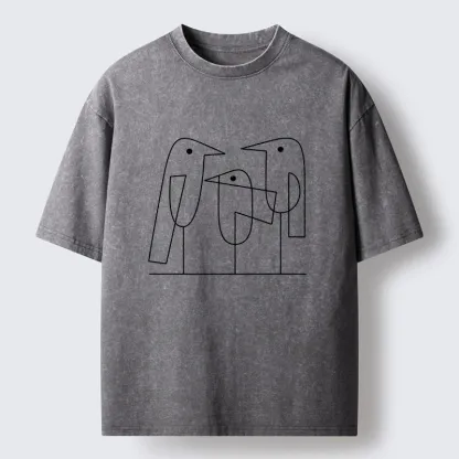 Tokyo‑Tiger Minimalist Bird Washed T-Shirt
