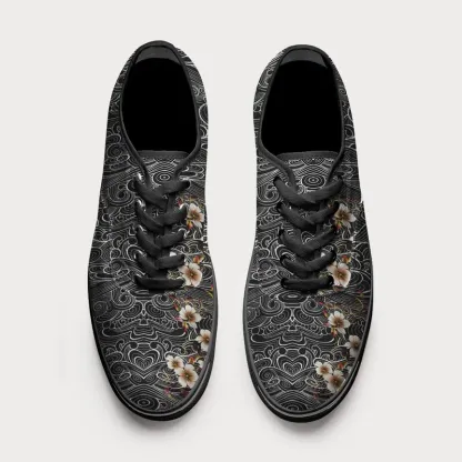 Tokyo-Tiger Floral Whirl Canvas Shoes