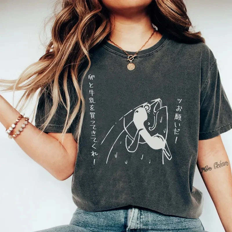 Tokyo-Tiger A Fish On The Phone Washed T-Shirt-tokyo-tiger