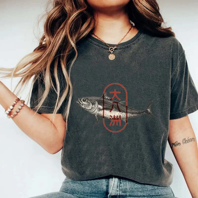Tokyo-Tiger Sushi Fish Washed T-Shirt