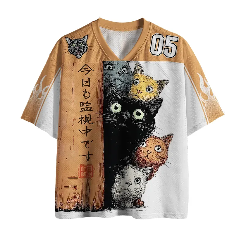 Tokyo-Tiger Five Cats Are Watching You Mesh Jersey