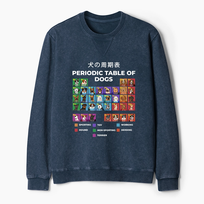 Tokyo-Tiger Periodic Table Of Dogs Washed Terry Sweatshirt