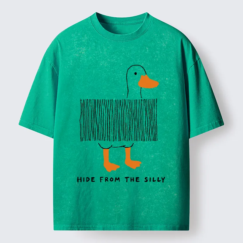Tokyo-Tiger Funny Hiding Goose Meme Washed T-Shirt