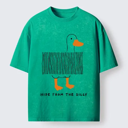 Tokyo-Tiger Funny Hiding Goose Meme Washed T-Shirt