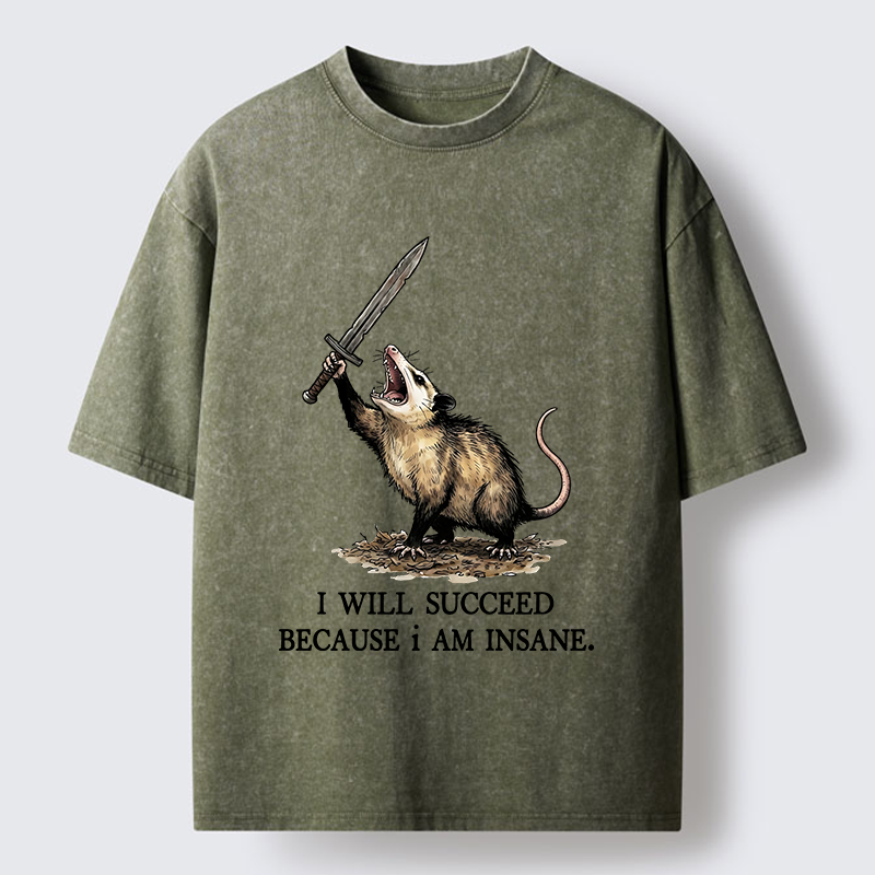 Tokyo-Tiger Funny Warrior Opossum Meme Washed T-Shirt