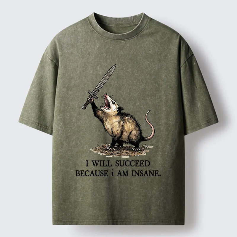 Tokyo-Tiger Funny Warrior Opossum Meme Washed T-Shirt